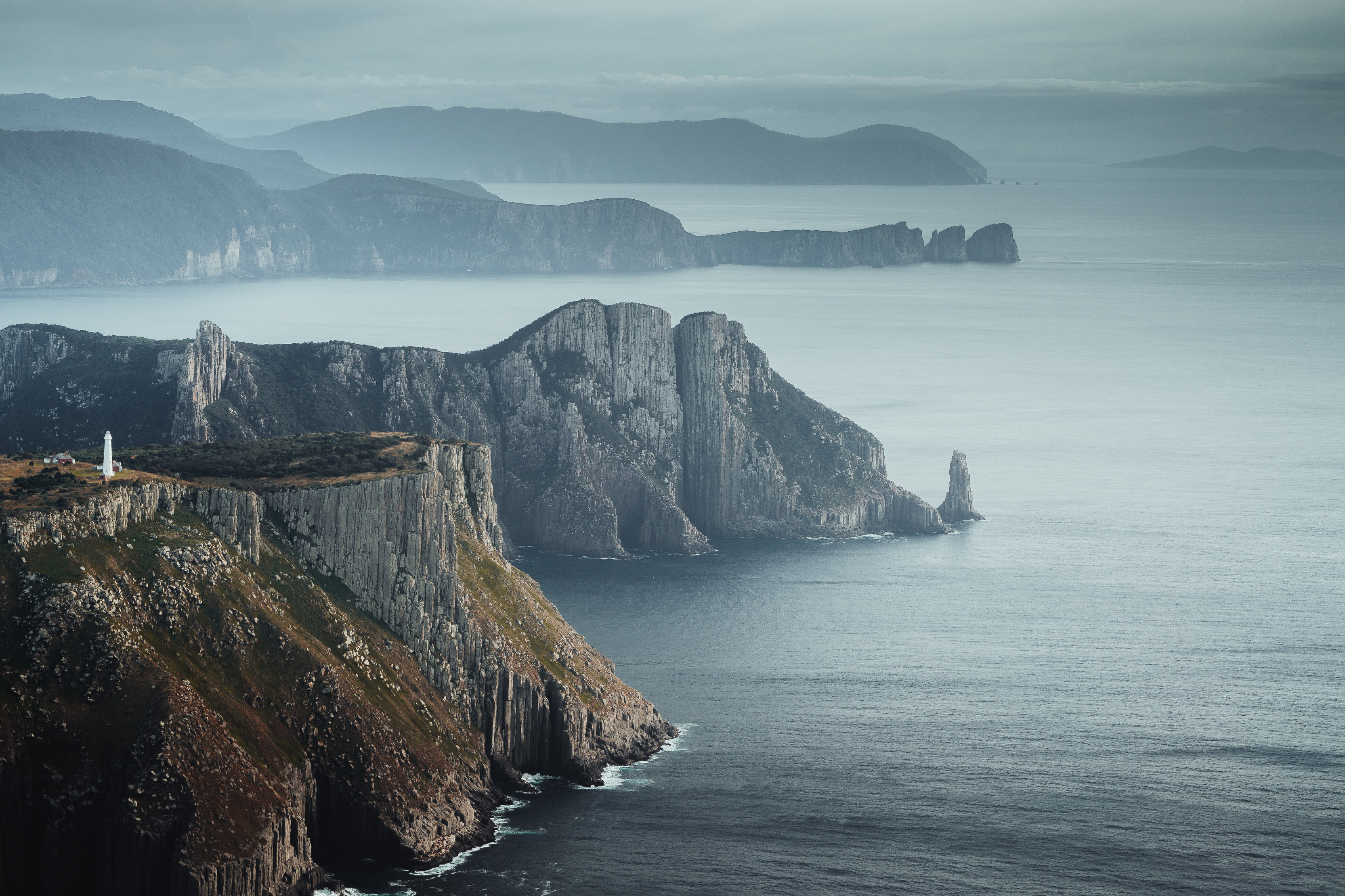 Cliff top at Tasman Island, located just off the south-eastern coast of Tasmania