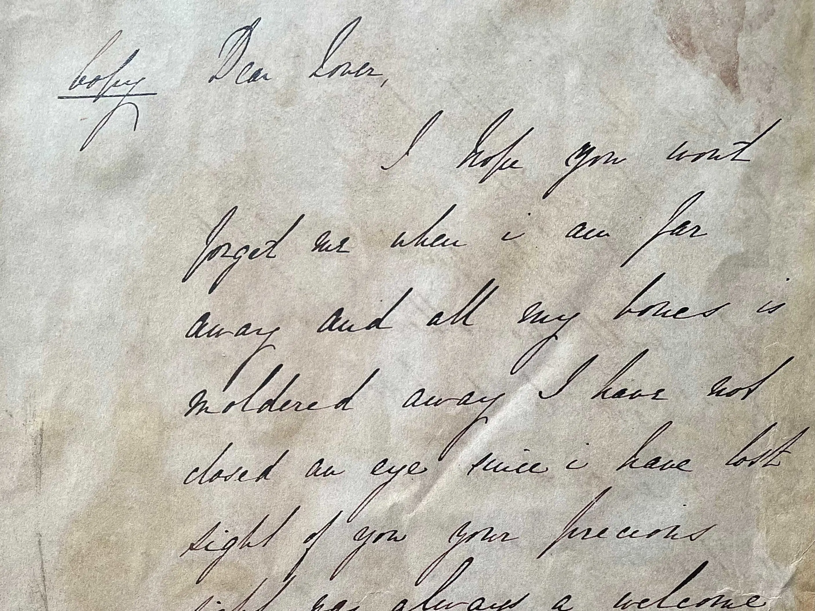 A hand-written letter from Dennis Prendergasts to his male lover
