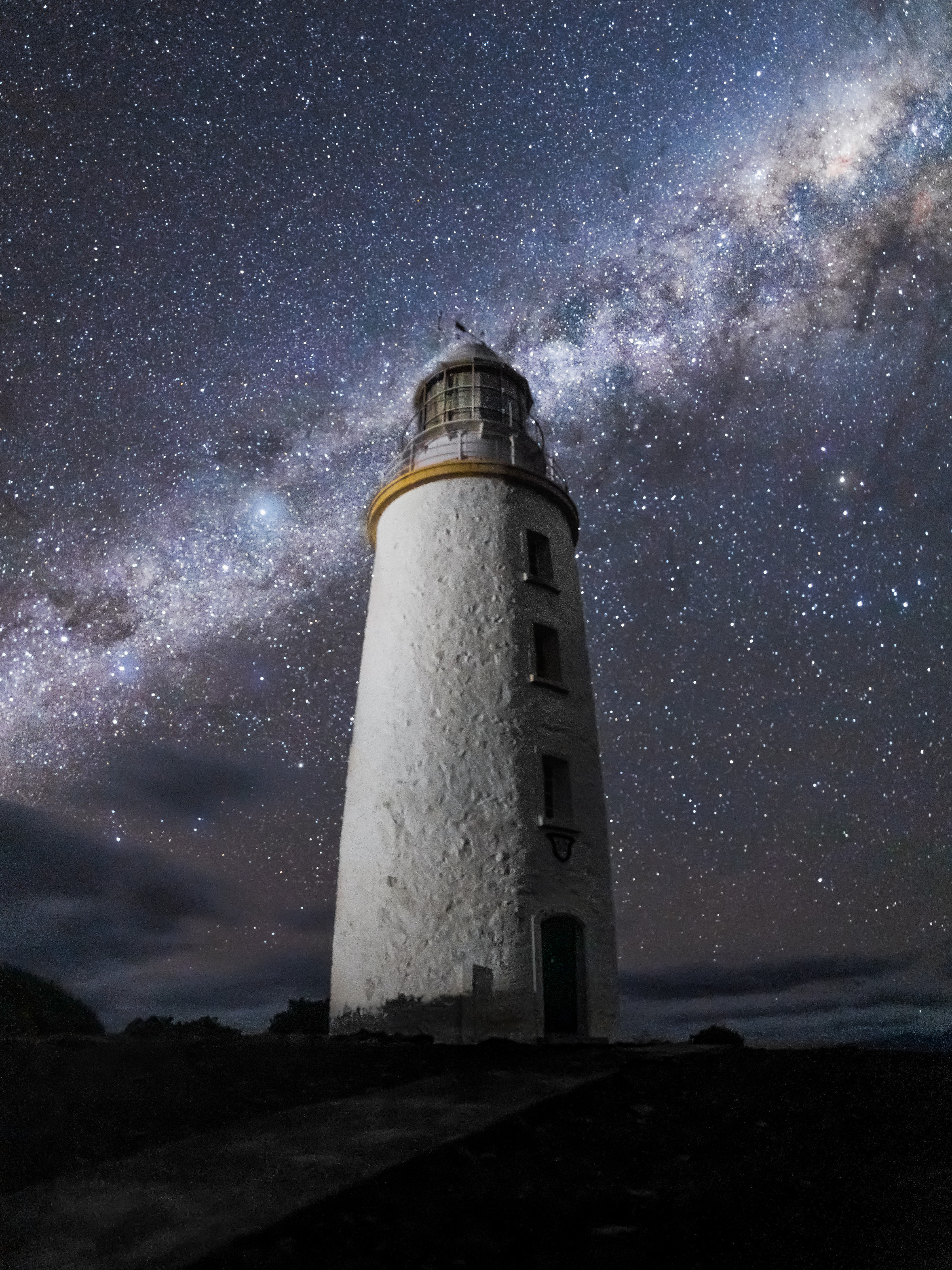 Stunning image of the Cape Bruny Lighthouse under the stars.