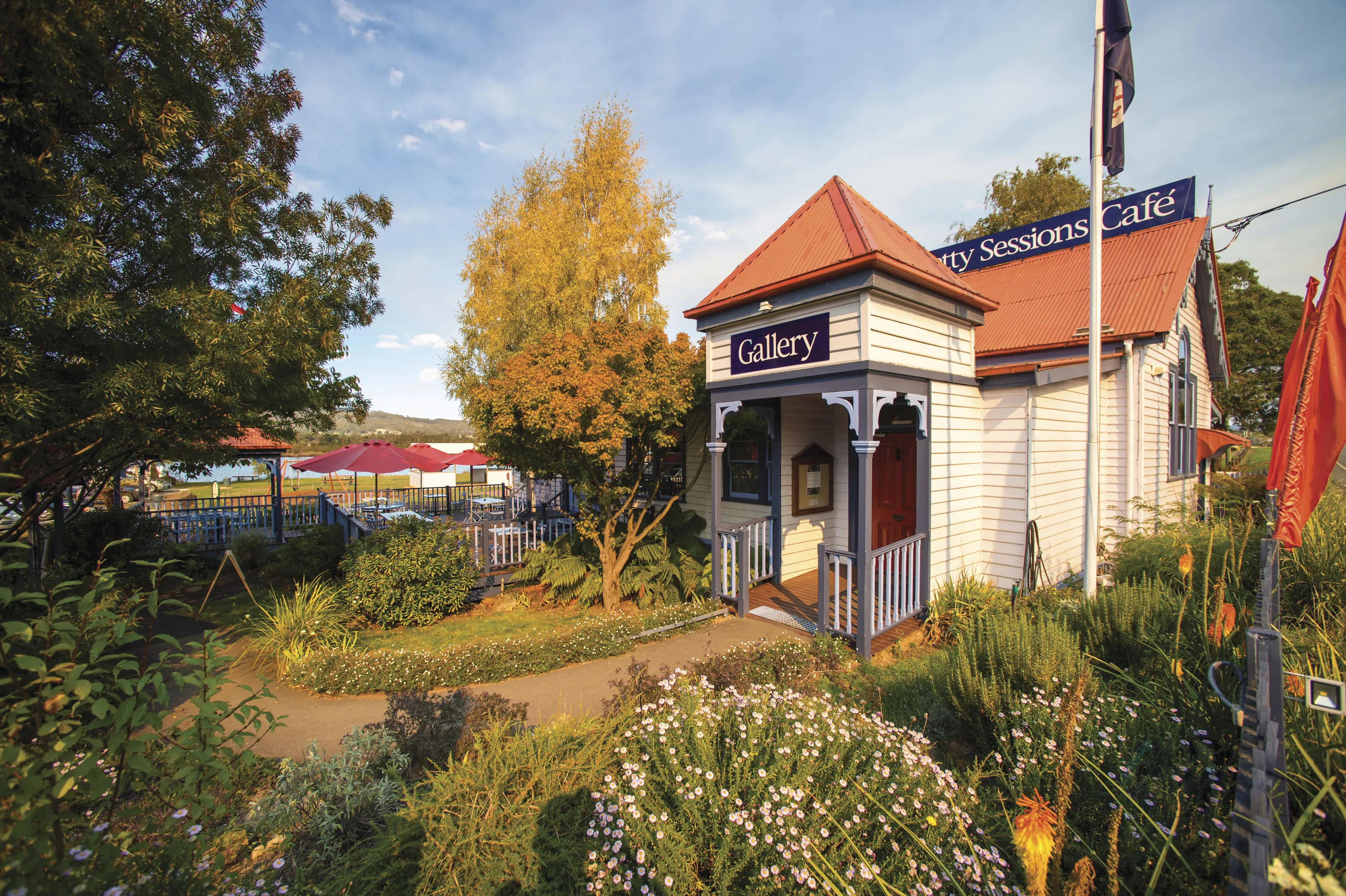 Lush garden surrounding the Petty Sessions Cafe and Gallery