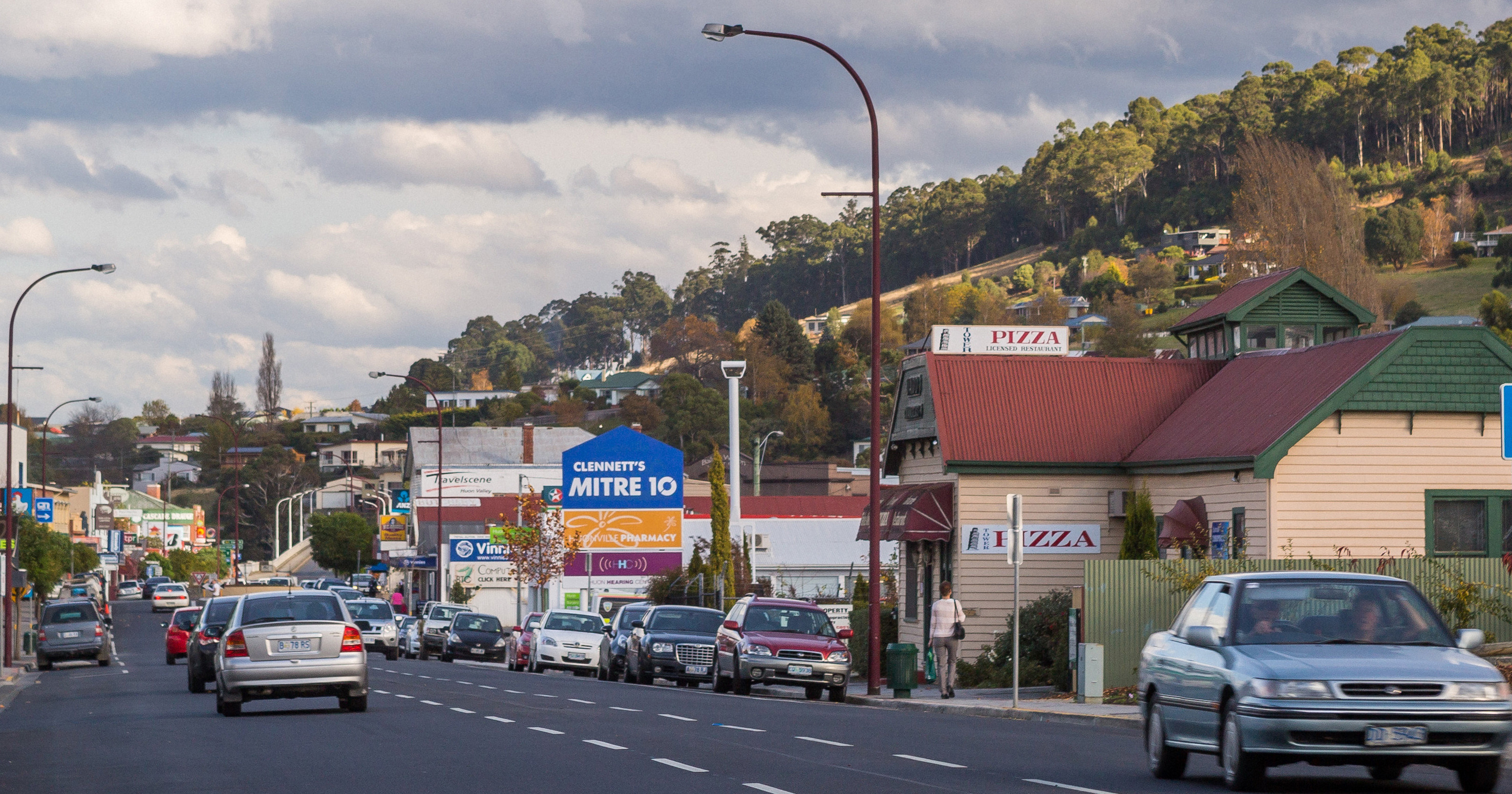 Cars driving on a road at Township of Huonville.
