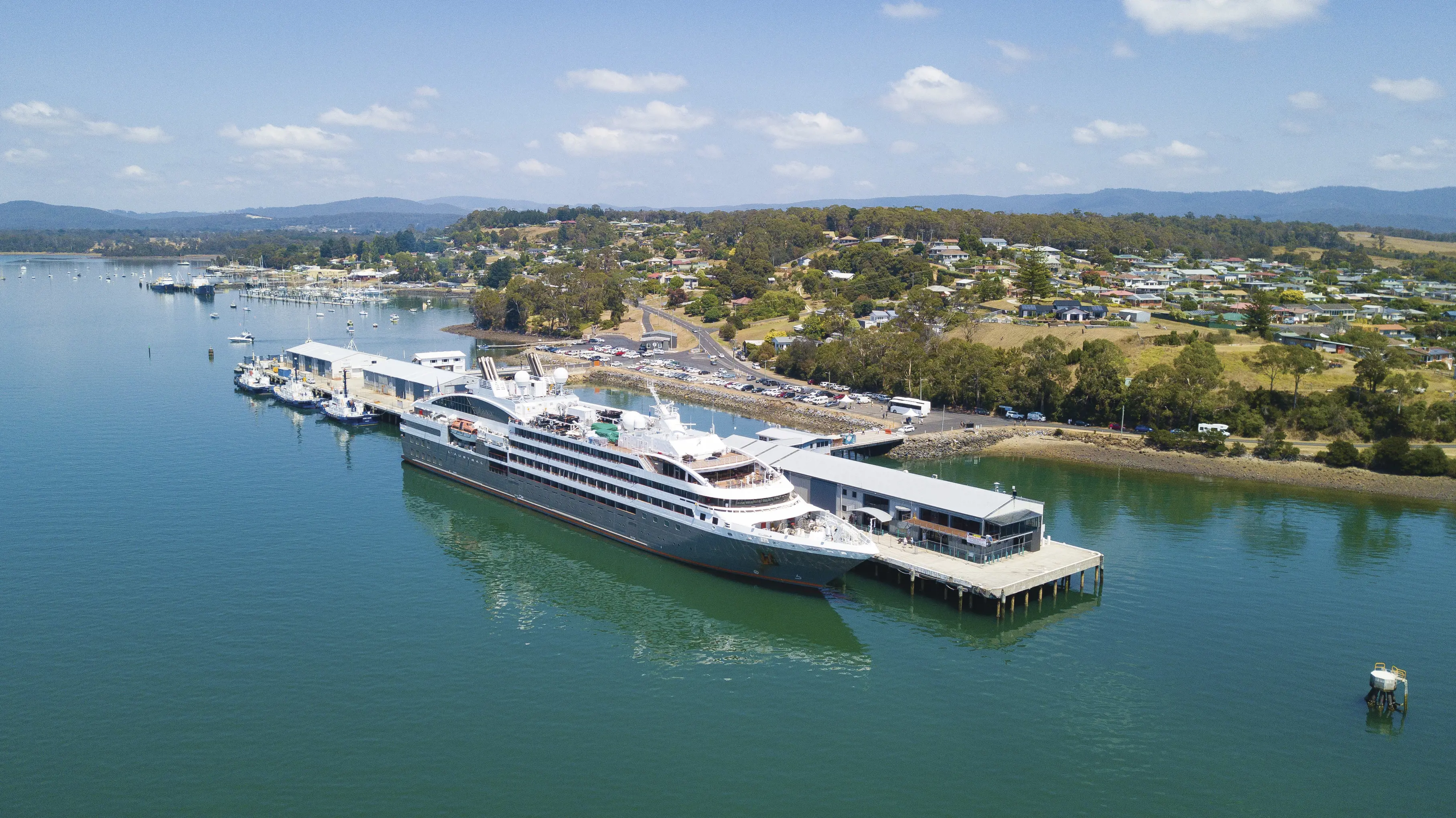 Luxury white vessel L'Austral, at Beauty Point.