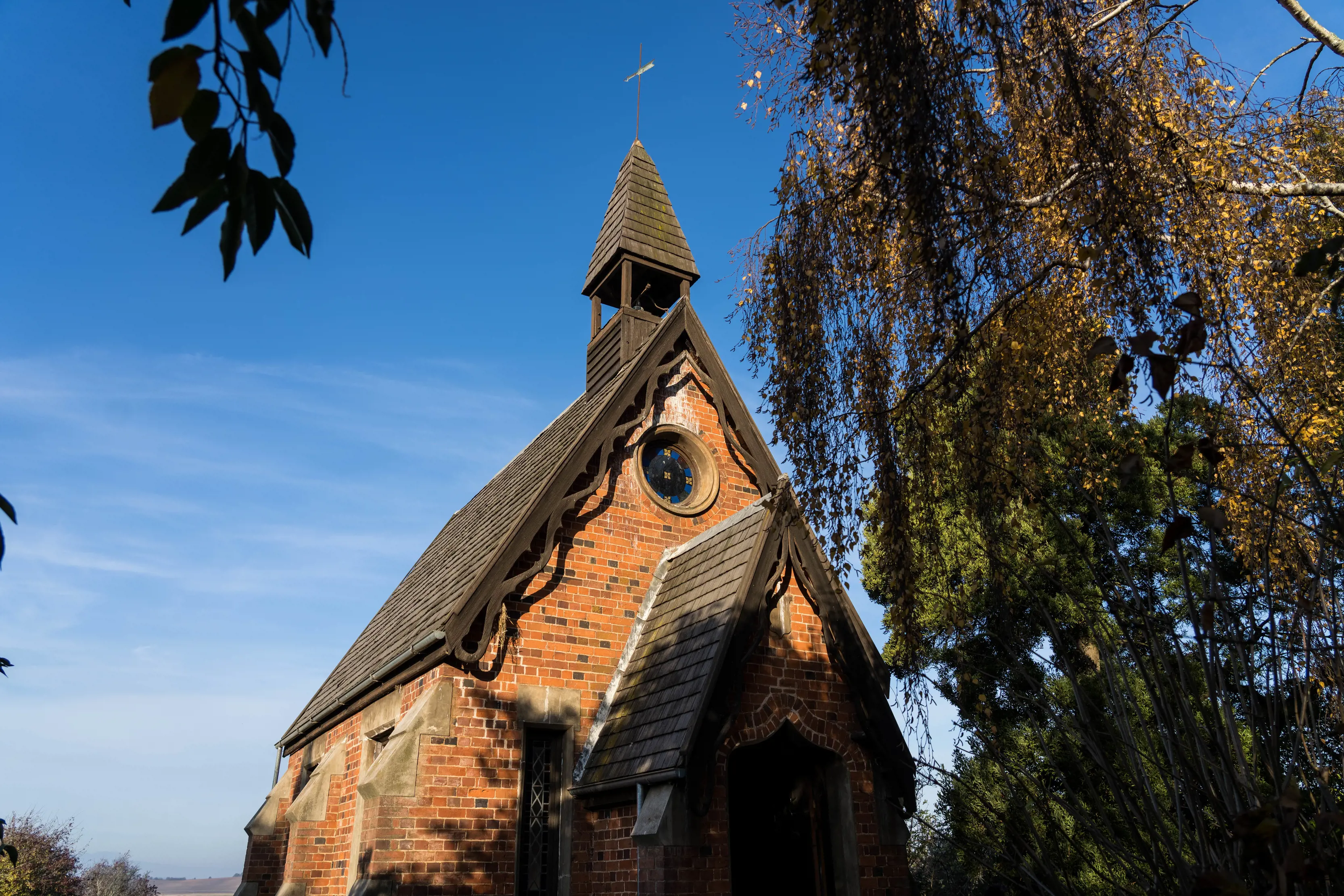 Exterior of a building at Brickendon Estate, one of Tasmania's oldest farming properties, settled in 1824.