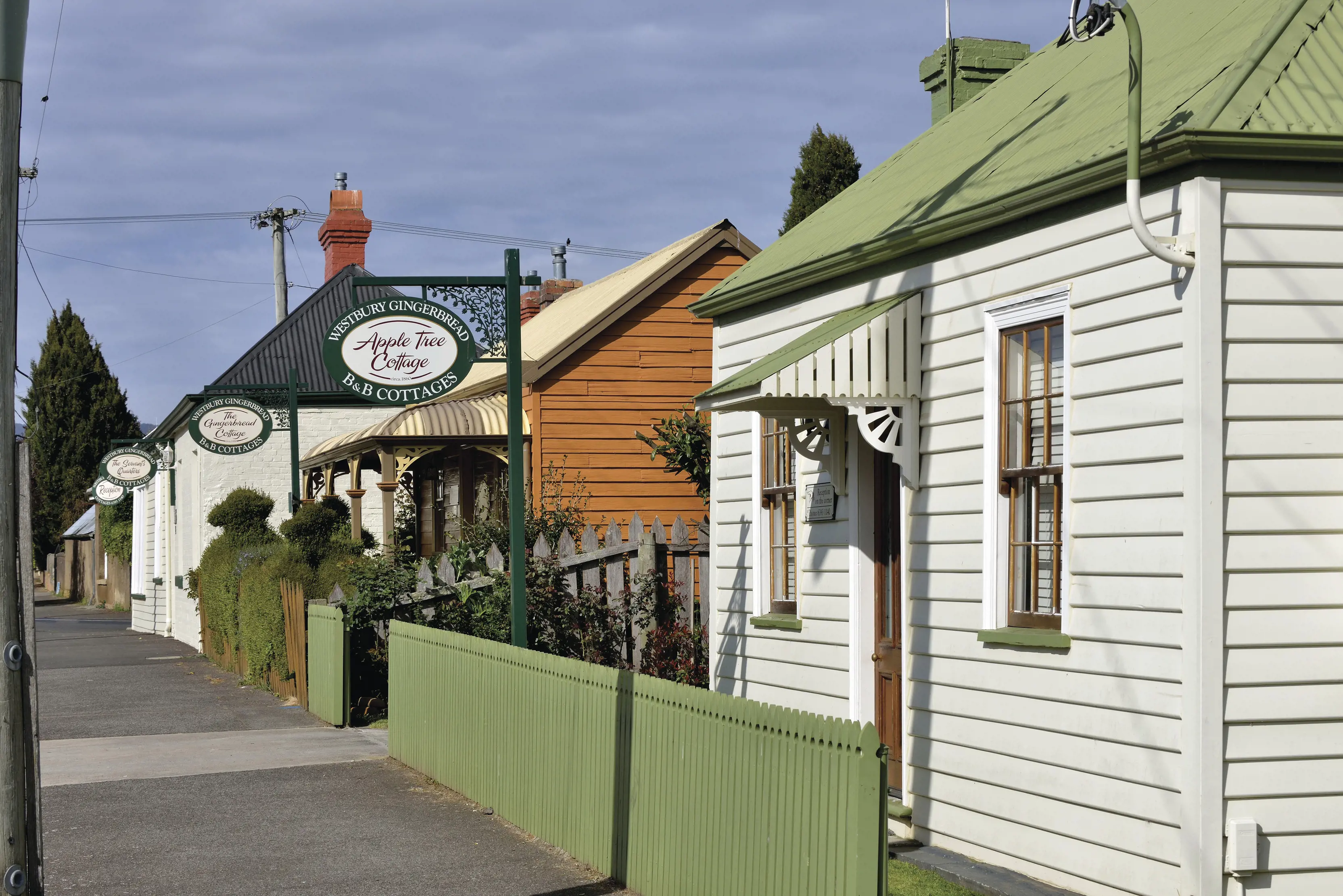 Image taken on the footpath of the Westbury Gingerbread Cottages, each keeping its rich heritage.