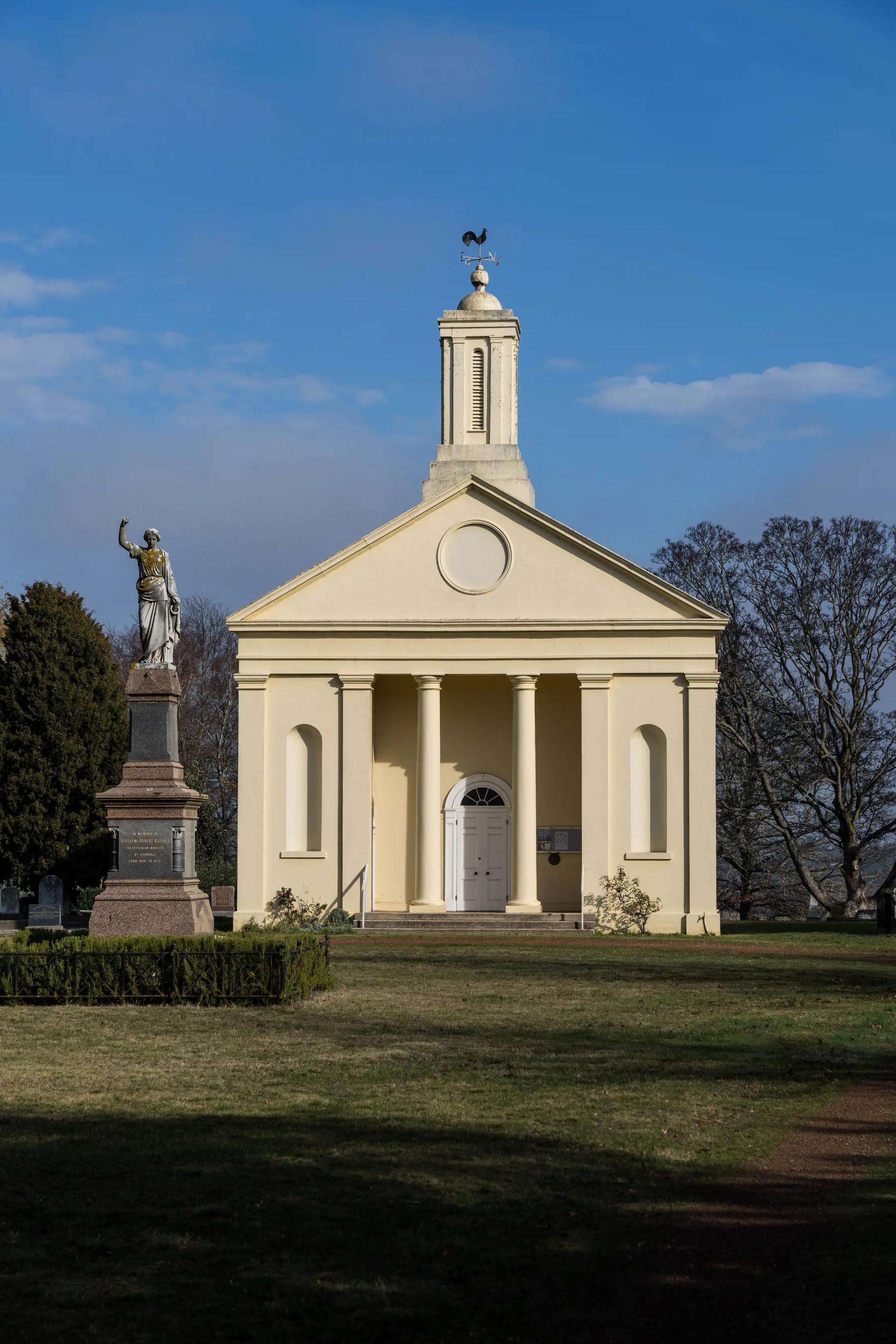 Exterior of the cream painted St. Andrew’s Uniting Church in Evendale.