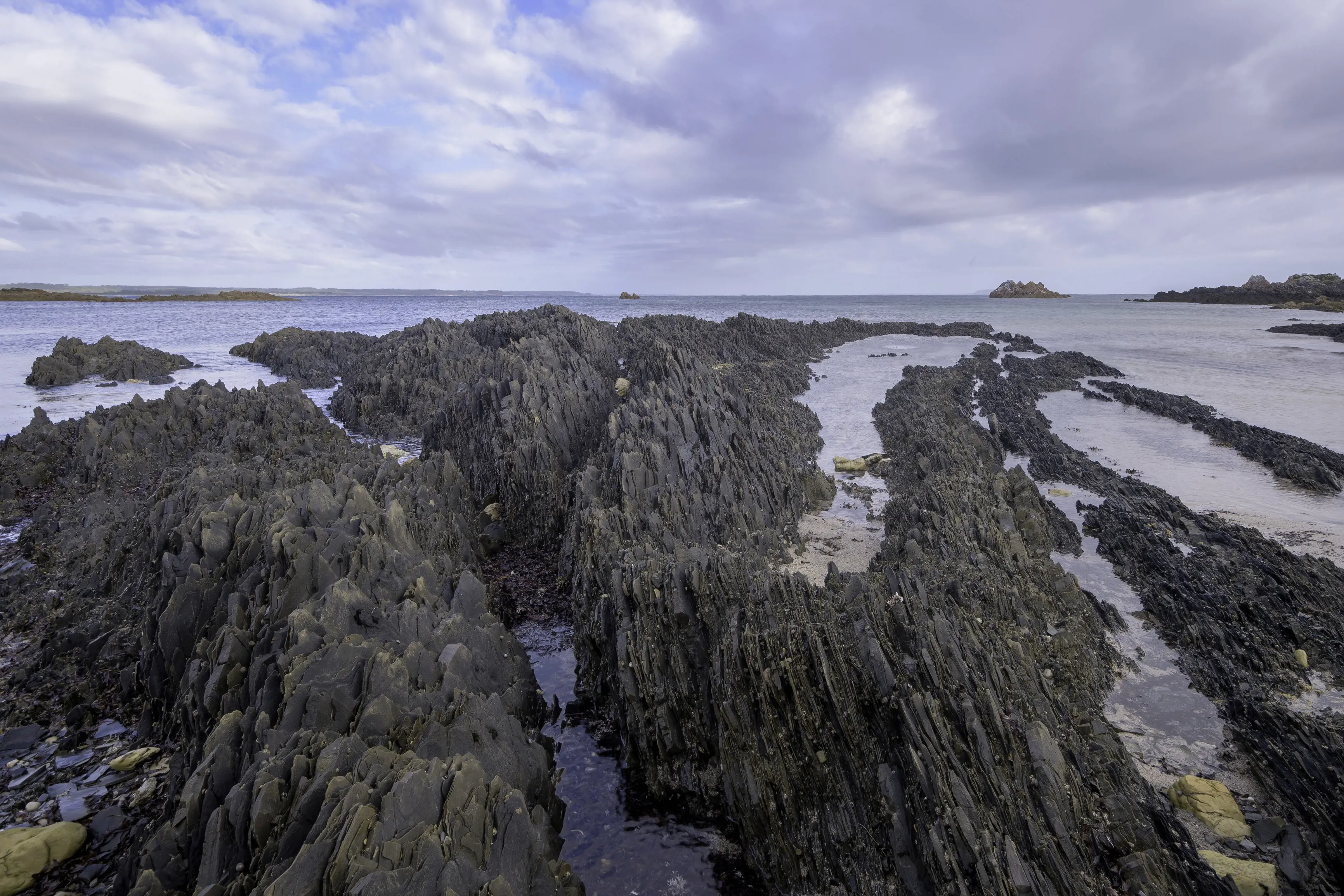 Dramatic geological features of twisted and contorted rocks that were formed over millions of years, in the ocean at  Mary Ann Cove.