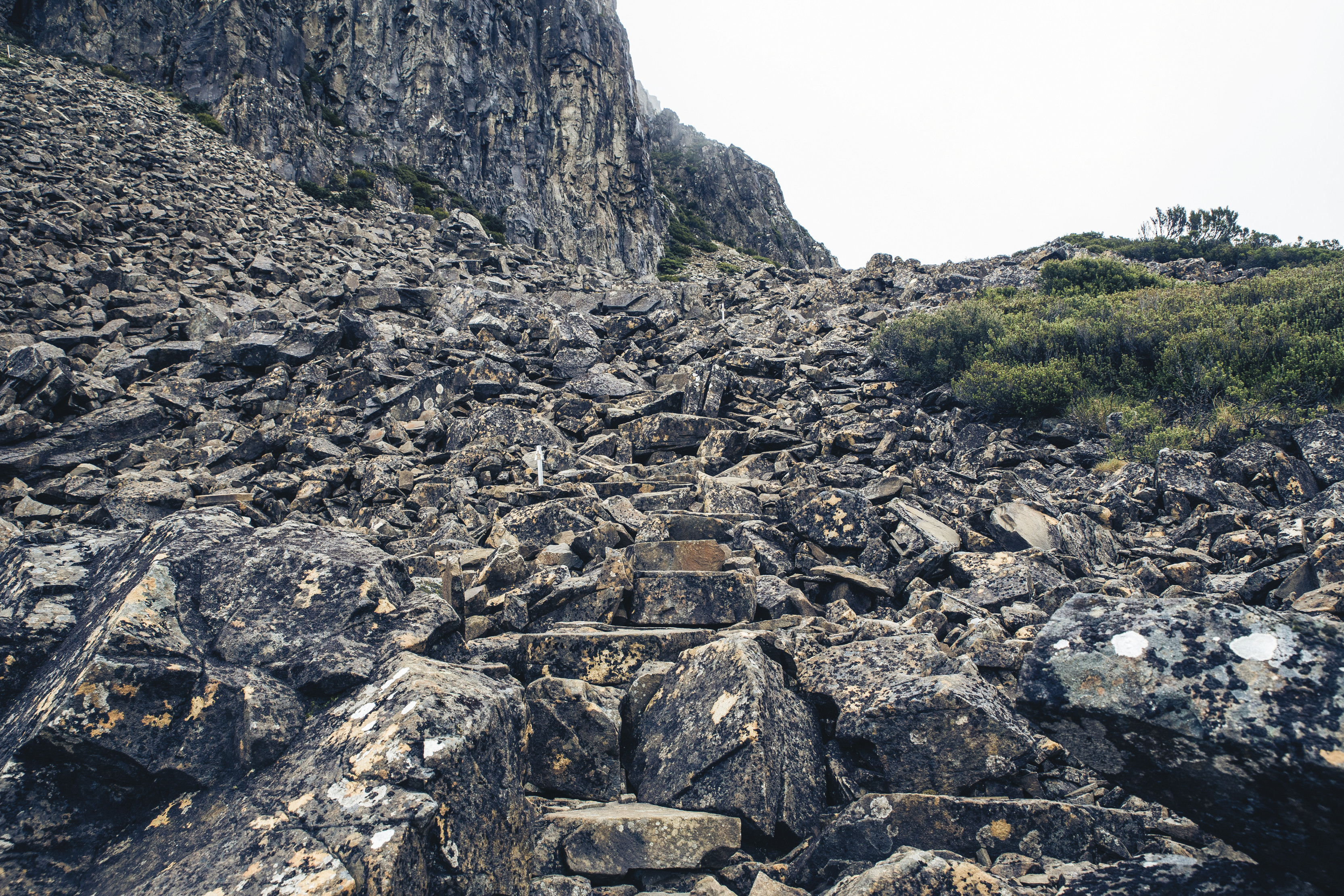 Contrasting image of rocky terrain at the Solomons Throne, Walls of Jerusalem National Park.