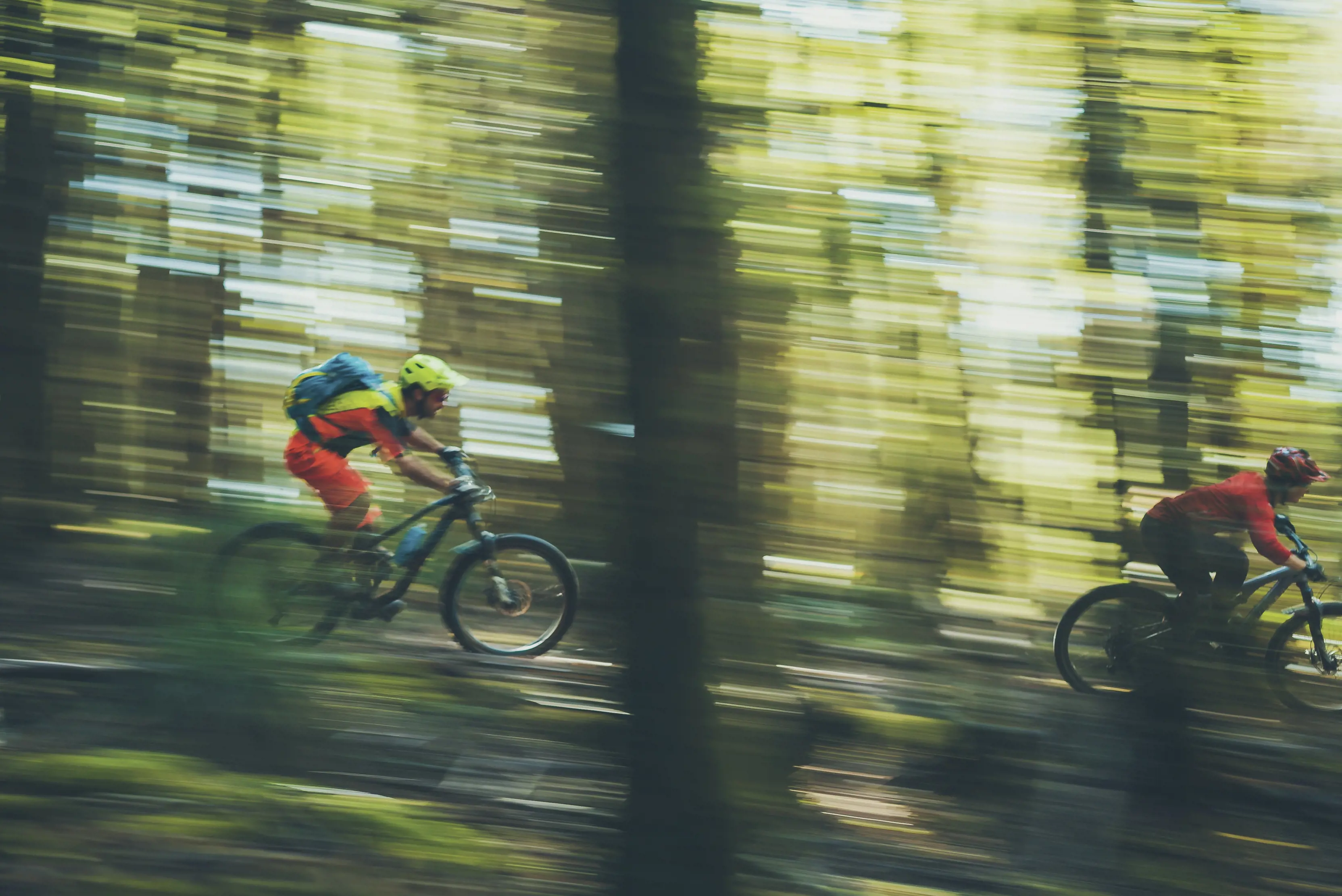 Blurred shot of cyclists on a descend at Sterling Valley Track