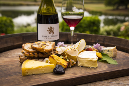 A selection of Tasmanian wine, antipasto and local cheeses.