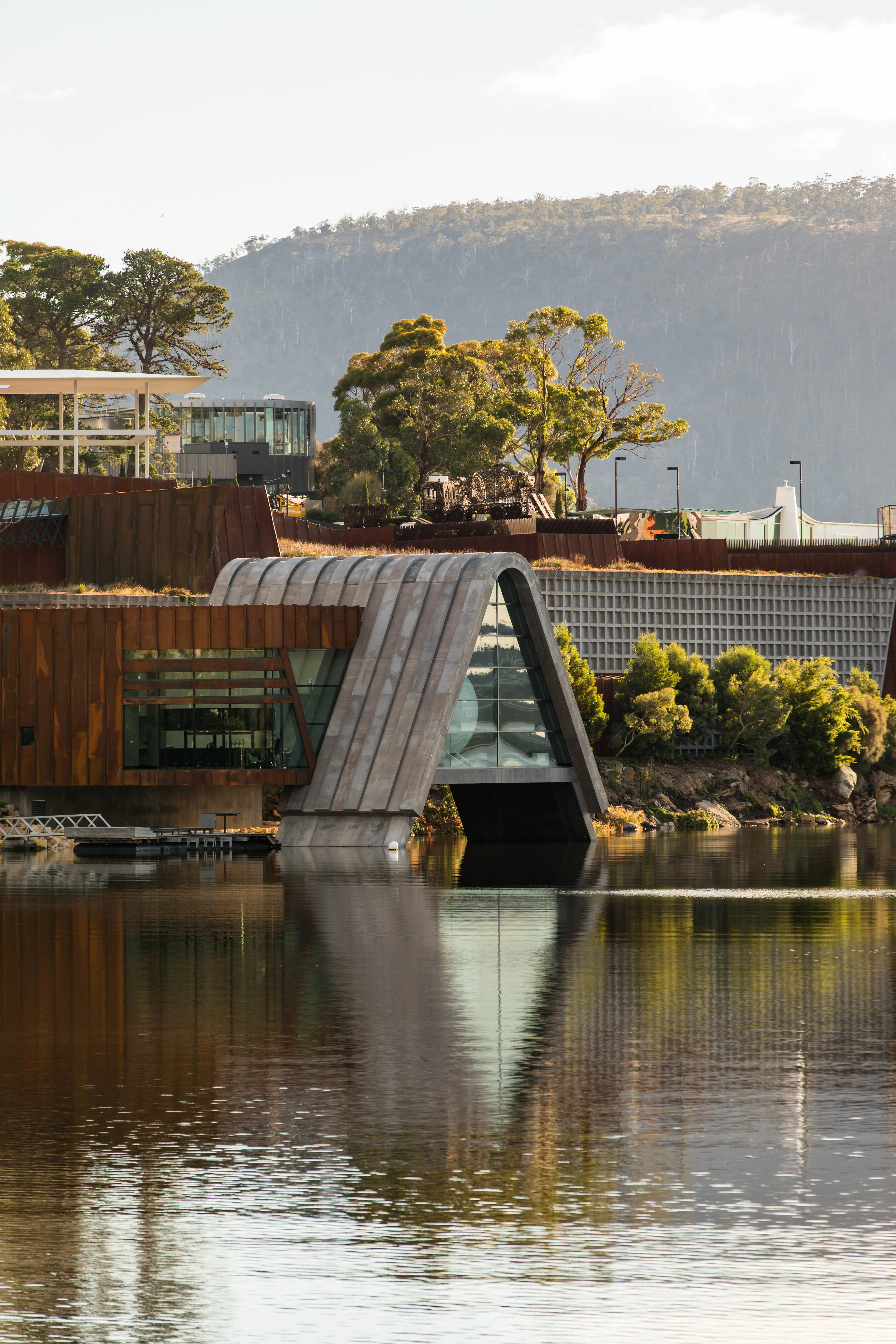 External shot of the Pharos wing at Mona museum.